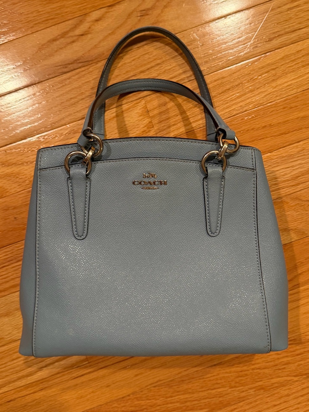 Coach Light Blue Minetta Leather Satchel. Silver Hardware. Long strap included.